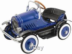 BLUE CLASSIC VINTAGE RETRO PEDAL CAR ROADSTER CLASSIC CHILDS KIDS TOY NEW
