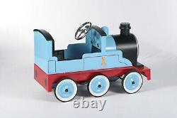 Blue Classic Vintage-Style Metal Train Pedal Car Full Size Perfect Gift Choice