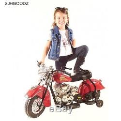 Child Riding Toy Battery Powered Vintage Indian Motorcycle Look Toddler Kids Blk