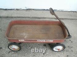 Classic Radio Flyer 90 Red Wagon Vintage Rusty Steel Rolls Great 1970s