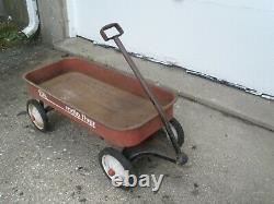 Classic Radio Flyer 90 Red Wagon Vintage Rusty Steel Rolls Great 1970s