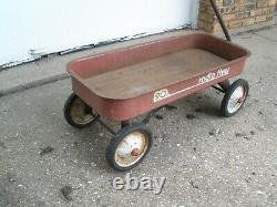 Classic Radio Flyer 90 Red Wagon Vintage Rusty Steel Rolls Great 1970s