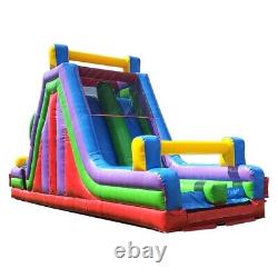 Commercial Inflatable Obstacle Course Double Slide Outdoor Game 19ft Tall Retro