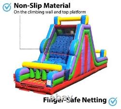 Commercial Inflatable Obstacle Course Double Slide Outdoor Game 19ft Tall Retro