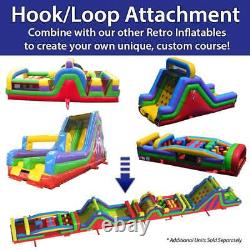 Commercial Inflatable Obstacle Course Double Slide Outdoor Game 19ft Tall Retro