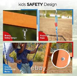 Dolphin Playground Wooden Swing Sets for Backyard, Outdoor Playset with Slide