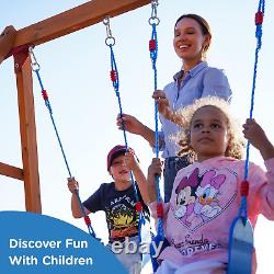 Dolphin Playground Wooden Swing Sets for Backyard, Outdoor Playset with Slide