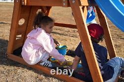 Dolphin Playground Wooden Swing Sets for Backyard, Outdoor Playset with Slide
