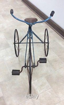 EARLY 1900s VINTAGE GENDRON PIONEER VELOCIPEDE LARGE WHEEL TRICYCLE (RARE!)