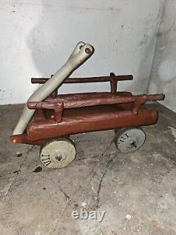 EXTREMELY RARE Vintage Hanna Barbara Flintstones Ride On Flint Wagon 1970s