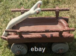 EXTREMELY RARE Vintage Hanna Barbara Flintstones Ride On Flint Wagon 1970s