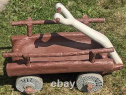 EXTREMELY RARE Vintage Hanna Barbara Flintstones Ride On Flint Wagon 1970s