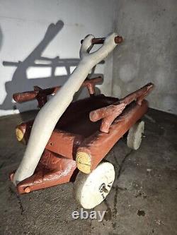 EXTREMELY RARE Vintage Hanna Barbara Flintstones Ride On Flint Wagon 1970s