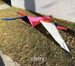 Ex Large Vintage 11 Dual Line Delta Sport Stunt Kite With Line, Handles & Bag EUC