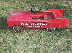 Fire Fighter Pedal Car No. 508 Vintage AMF Pressed Steel for Restoration