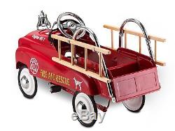 Fire Truck Ride On Pedal Car Kids Vintage Engine Toy Children Play Ladder