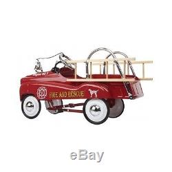 Firetruck Pedal Car Kids Ride On Toy Deluxe Ladder Fire Truck Classic Vintage
