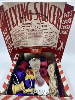 Formis Mfg. Atomic-Jet Flying Saucer Helicopter Gyro Toy Lot with Box Vintage