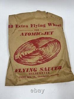 Formis Mfg. Atomic-Jet Flying Saucer Helicopter Gyro Toy Lot with Box Vintage