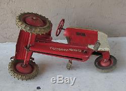 Garton Chain Drive Powerama Pedal Tractor Pressed Steel Vintage Red White RARE