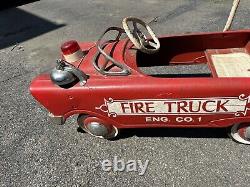 Genuine Vintage Murray Pressed Steel Pedal Car Fire Truck Engine Co. 1