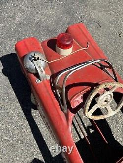 Genuine Vintage Murray Pressed Steel Pedal Car Fire Truck Engine Co. 1