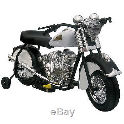 Giggo Toys Little Vintage Indian Ride On 6V Motorcycle, Black and White