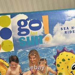 HTF Vintage Go for Sun Inflatable Ride-On Sea Horse 86 x 50 NEW IN BOX 2000 X1