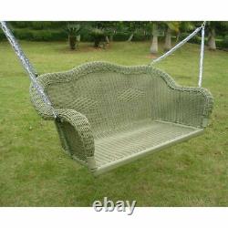 International Caravan Resin Wicker Hanging Loveseat Swing, Mocha NEW