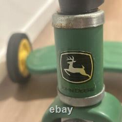 John Deere Ride-On Tricycle ERTL Steel Frame Rubber Wheels Chrome Fender Vintage