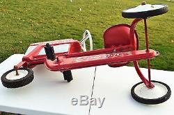 Junior Trac Farm Tractor Pedal Car Chain Drive Red Vintage Metal Ride On Toy