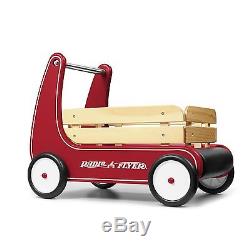 Kids Baby Vintage Red Walker Push Wagon Radio Flyer Ride On Wooden Toy Cart New