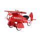 Kids Children's Vintage Styled Airplane Ride On Red Metal Pedal Plane Toy NEW