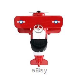 Kids Children's Vintage Styled Airplane Ride On Red Metal Pedal Plane Toy NEW