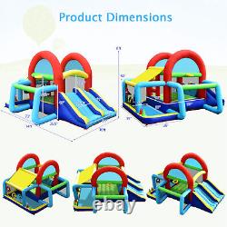 Kids Inflatable Bounce House Toy Bouncy Castle with Dual Slides & 480W Blower