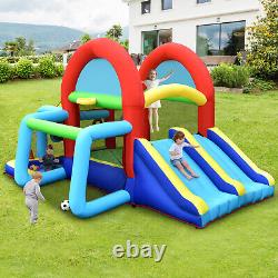 Kids Inflatable Bounce House Toy Bouncy Castle with Dual Slides & 480W Blower