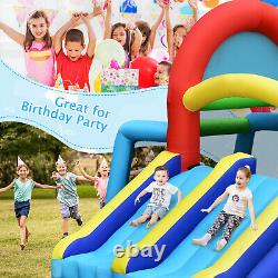 Kids Inflatable Bounce House Toy Bouncy Castle with Dual Slides & 480W Blower
