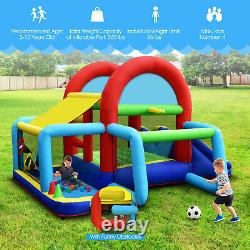 Kids Inflatable Bounce House Toy Bouncy Castle with Dual Slides & 480W Blower