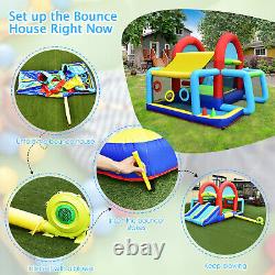Kids Inflatable Bounce House Toy Bouncy Castle with Dual Slides & 480W Blower