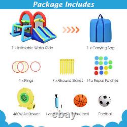 Kids Inflatable Bounce House Toy Bouncy Castle with Dual Slides & 480W Blower