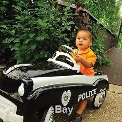 Kids Pedal Car Vintage Police Cruiser Steel Ride On Patrol Toddler Toys Outdoor