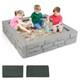 Kids Sandbox with Cover Bottom Liner Backyard Beach HDPE Sandpit for Outdoor Play