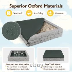 Kids Sandbox with Cover Bottom Liner Backyard Beach HDPE Sandpit for Outdoor Play