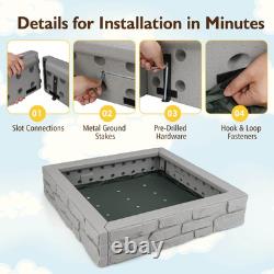 Kids Sandbox with Cover Bottom Liner Backyard Beach HDPE Sandpit for Outdoor Play