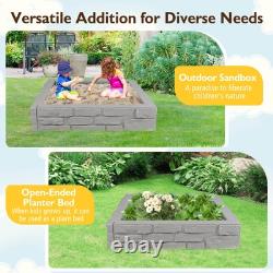 Kids Sandbox with Cover Bottom Liner Backyard Beach HDPE Sandpit for Outdoor Play