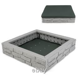 Kids Sandbox with Cover Bottom Liner Backyard Beach HDPE Sandpit for Outdoor Play
