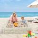 Kids Sandbox with Cover Bottom Liner Backyard Beach HDPE Sandpit for Outdoor White