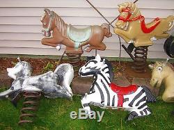 Lot Of 8 Vintage Cast Aluminum Playground Spring Ride Toy Gametime Saddle Mates