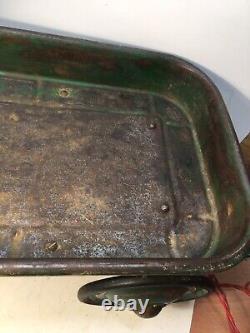 Large Vintage 1950's Atomic Speedster Green Yellow Wagon Metal USA Complete