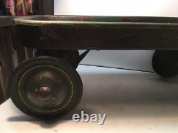 Large Vintage 1950's Atomic Speedster Green Yellow Wagon Metal USA Complete